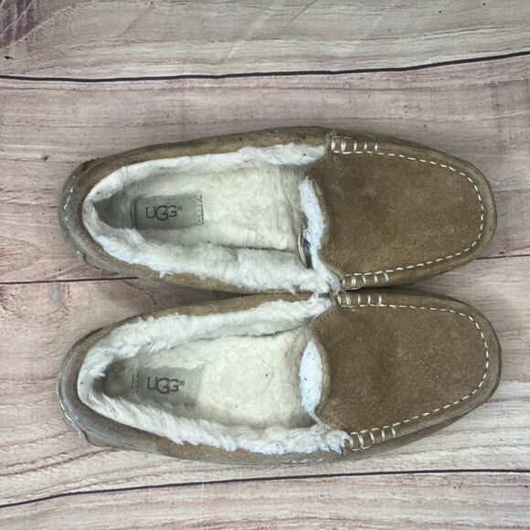 UGG slippers shoes Womens 8 beige Ansley chestnut moccasin house shoe comfort - Picture 10 of 12